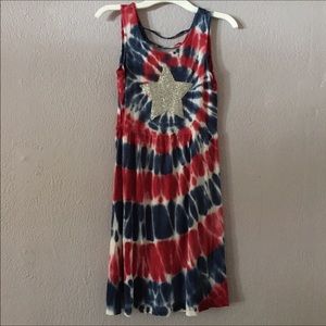 Justice Red and Blue Tie Dye Star Dress